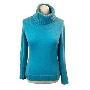 Griffen 100% Cashmere Turtleneck Sweater Turquoise